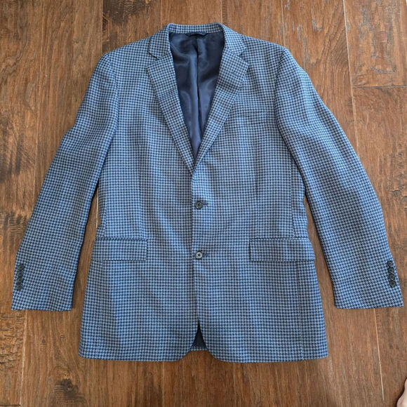 Brooks Brothers Men's Wool Regent Houndstooth Checked Blue Sports Coat Size 42L - Picture 3 of 9